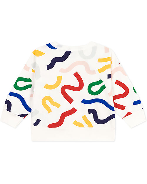 Petit Bateau Printed Sweatshirt - White/Multicolor - Lightweight Fleece Sweatshirts
