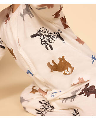 Petit Bateau Romper/Pyjamas - Animals - Cream - 100% Organic Cotton Babygrows