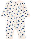 Petit Bateau Romper/Pyjamas - Blue Hearts - Cream - 100% Organic Cotton Pyjamas