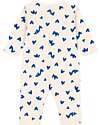 Petit Bateau Romper/Pyjamas - Blue Hearts - Cream - 100% Organic Cotton Pyjamas