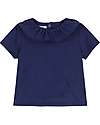 Petit Bateau Ruffle T-Shirt - Blue - with Snap Buttons - Organic Cotton T-shirts
