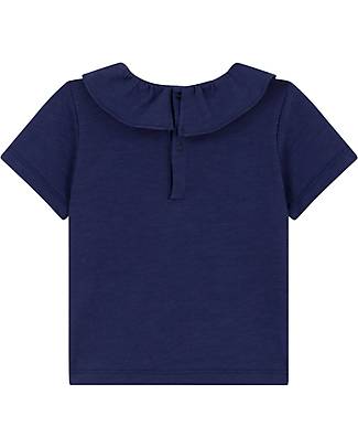 Petit Bateau Ruffle T-Shirt - Blue - with Snap Buttons - Organic Cotton T-shirts