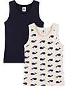 Petit Bateau Set of 2 Tank Tops - Black - Grey - Whales - 100% Organic Cotton Vests