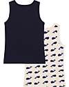 Petit Bateau Set of 2 Tank Tops - Black - Grey - Whales - 100% Organic Cotton Vests