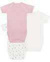 Petit Bateau Set of 3 Cross-over Short Sleeve Bodysuits - White - Pink Stripes - Fruits - 100% Cotton Short Sleeves Bodies