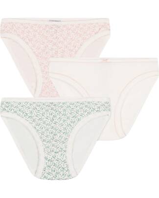 Petit Bateau Set of 3 Culottes - White - Flowers - 100% Cotton Briefs