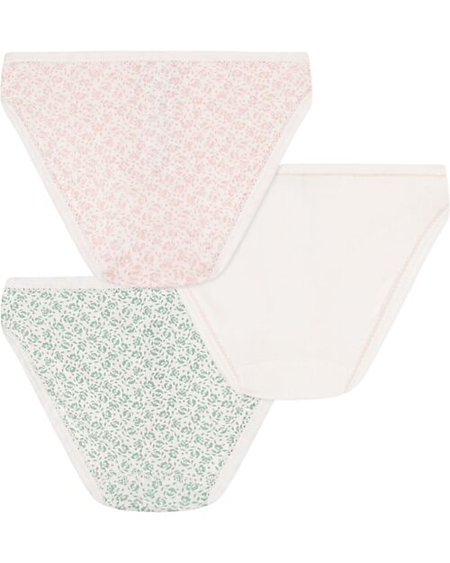 Petit Bateau Set of 3 Culottes - White - Flowers - 100% Cotton Briefs