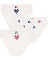 Petit Bateau Set of 3 Culottes - White - Hearts - 100% Cotton Briefs