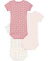 Petit Bateau Set of 3 Short Sleeve Bodysuits - Pink and White - Hearts - 100% Cotton Short Sleeves Bodies