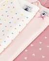 Petit Bateau Set of 3 Short Sleeve Bodysuits - Pink and White - Hearts - 100% Cotton Short Sleeves Bodies