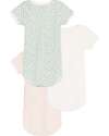 Petit Bateau Set of 3 Short Sleeve Bodysuits - White Pink and Green - Flowers - 100% Cotton Short Sleeves Bodies