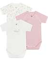 Petit Bateau Set of 3 Short-Sleeved Wrap Bodysuits - White and Red - Milleraies - Stars - 100% Cotton Short Sleeves Bodies