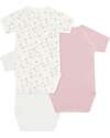 Petit Bateau Set of 3 Short-Sleeved Wrap Bodysuits - White and Red - Milleraies - Stars - 100% Cotton Short Sleeves Bodies