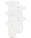 Petit Bateau Set of 5 Cross-over Short Sleeve Bodysuits - White - Animals - Days of the Week - 100% Organic Cotton Short Sleeves Bodies