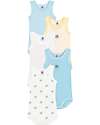 Petit Bateau Set of 5 Sleeveless Bodysuits - White - Pink - Blue - Frog - Blue Stripes - 100% Organic Cotton Short Sleeves Bodies