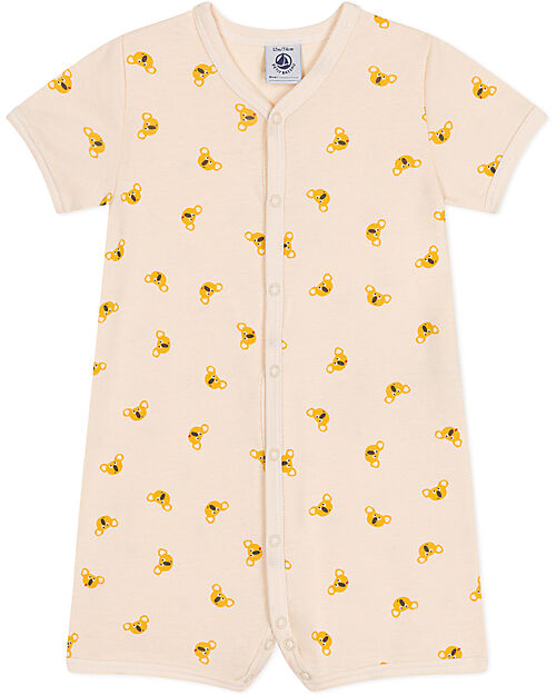 Petit Bateau Short Onepiece White Avalanche with Koala- 100% Organic Cotton Short Rompers