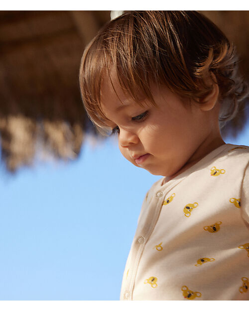 Petit Bateau Short Onepiece White Avalanche with Koala- 100% Organic Cotton Short Rompers