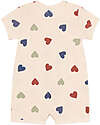 Petit Bateau Short Onepiece White Avalanche with Multicolor Hearts - 100% Organic Cotton Short Rompers