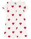 Petit Bateau Short Onepiece White with Red Hearts - 100% Organic Cotton Short Rompers