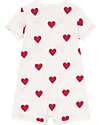 Petit Bateau Short Onepiece White with Red Hearts - 100% Organic Cotton Short Rompers
