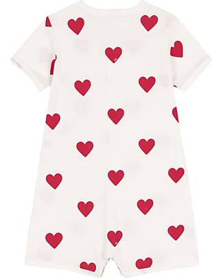 Petit Bateau Short Onepiece White with Red Hearts - 100% Organic Cotton Short Rompers
