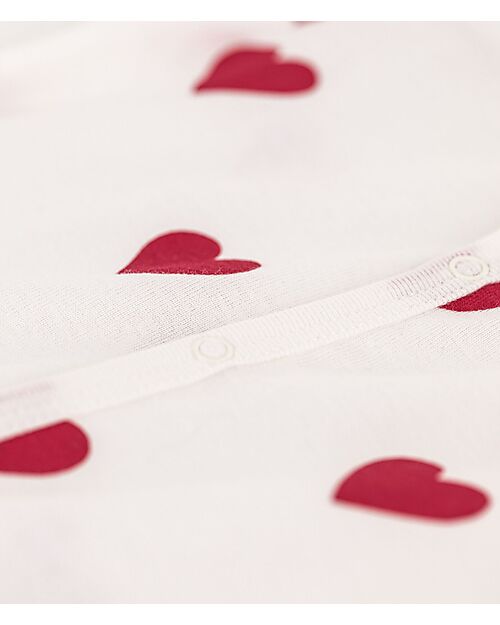 Petit Bateau Short Onepiece White with Red Hearts - 100% Organic Cotton Short Rompers