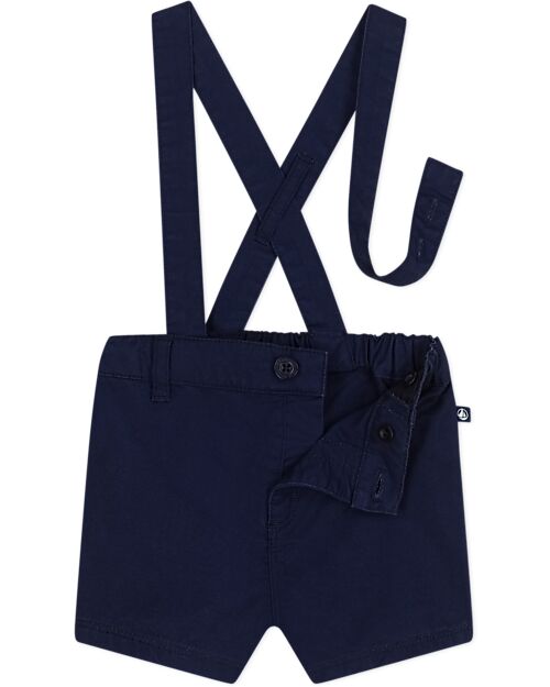 Petit Bateau Short Overalls - Dark Blue - Organic Cotton Dungarees