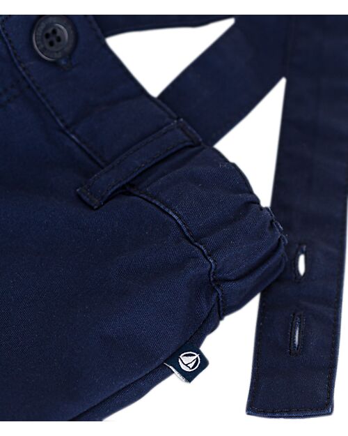 Petit Bateau Short Overalls - Dark Blue - Organic Cotton Dungarees