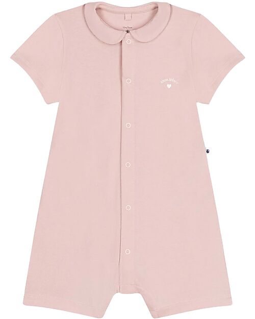 Petit Bateau Short playsuit - Pink - with collar - Mon Trèsor - 100% Cotton Short Rompers