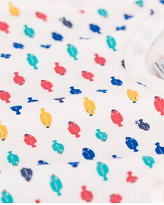 Petit Bateau Short Ribbed Playsuit - Marine Animals - 100% Organic Cotton Short Rompers