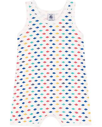Petit Bateau Short Ribbed Playsuit - Marine Animals - 100% Organic Cotton Short Rompers