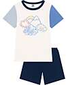 Petit Bateau Short-Sleeve 2-Piece Pajamas - Scooters - White and Blue - 100% Oeko-Tex Cotton Pyjamas