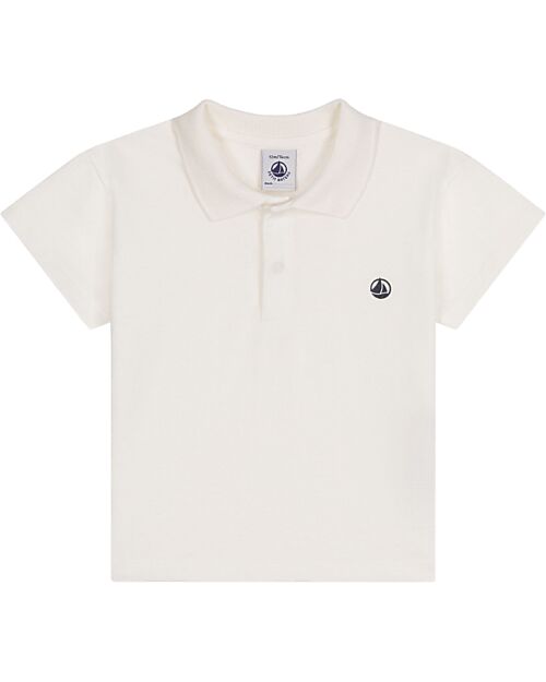 Petit Bateau Short Sleeve Baby Polo - White - Organic Cotton T-shirts