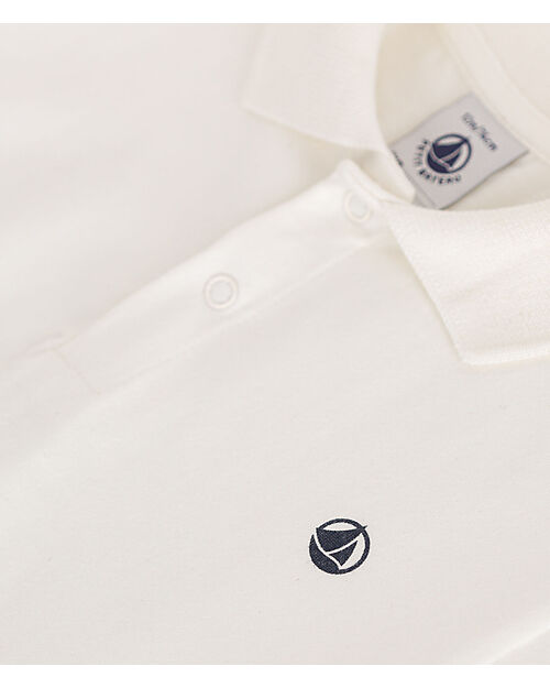 Petit Bateau Short Sleeve Baby Polo - White - Organic Cotton T-shirts