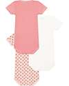Petit Bateau Short Sleeve Body - Pack of 3 - White/Pink with Flowers/Red Stripes - 100% Organic Cotton Short Sleeves Bodies