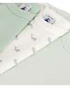 Petit Bateau Short-Sleeve Bodysuit - Pack of 3 - Sage Green - Whales - 100% Cotton Short Sleeves Bodies