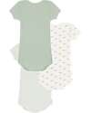 Petit Bateau Short-Sleeve Bodysuit - Pack of 3 - Sage Green - Whales - 100% Cotton Short Sleeves Bodies