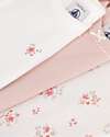 Petit Bateau Short-Sleeve Bodysuit - Pack of 3 - White and Pink - Flowers - 100% Cotton Short Sleeves Bodies