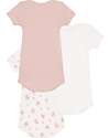 Petit Bateau Short-Sleeve Bodysuit - Pack of 3 - White and Pink - Flowers - 100% Cotton Short Sleeves Bodies
