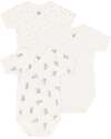 Petit Bateau Short-Sleeve Kimono Bodysuit - Pack of 3 - White - Stars/Rabbits - 100% Cotton Short Sleeves Bodies