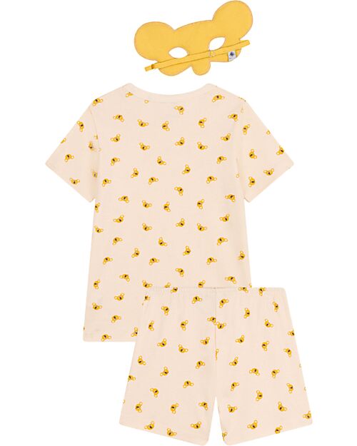 Petit Bateau Short Sleeve Pajama Set - 2 pieces with Mask - White - Koala - 100% Organic Cotton Pyjamas