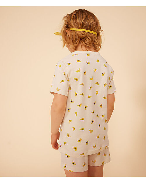 Petit Bateau Short Sleeve Pajama Set - 2 pieces with Mask - White - Koala - 100% Organic Cotton Pyjamas