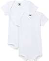 Petit Bateau Short Sleeved Bodysuit, 2-pack - White - 100% Cotton Short Sleeves Bodies