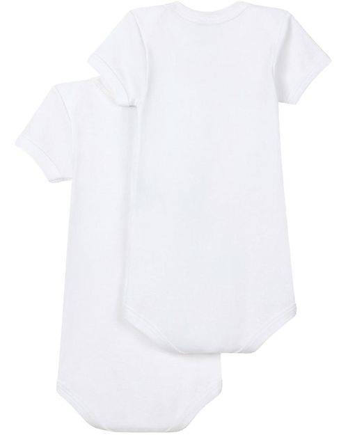 Petit Bateau Short Sleeved Bodysuit, 2-pack - White - 100% Cotton Short Sleeves Bodies