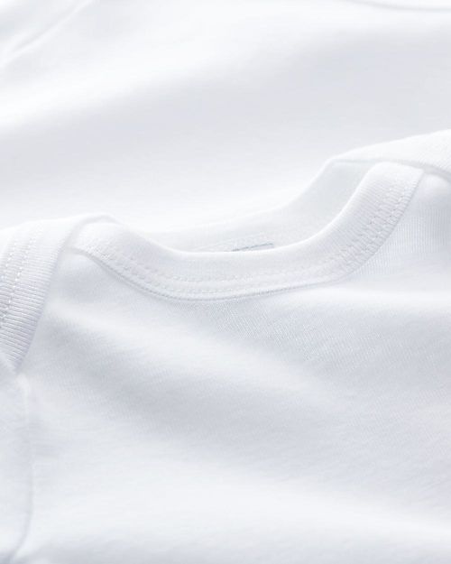 Petit Bateau Short Sleeved Bodysuit, 2-pack - White - 100% Cotton Short Sleeves Bodies