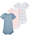 Petit Bateau Short Sleeved Bodysuit, 3-pack - Leopards - 100% Cotton Short Sleeves Bodies
