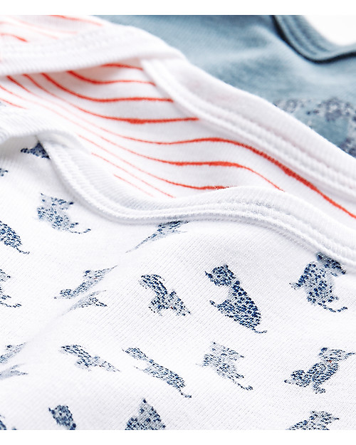 Petit Bateau Short Sleeved Bodysuit, 3-pack - Leopards - 100% Cotton Short Sleeves Bodies