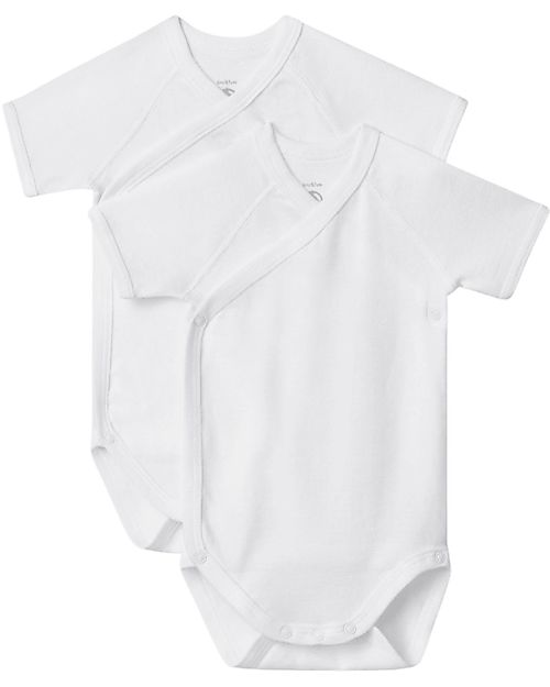 Petit Bateau Short-Sleeved Bodysuit - Pack of 2 - White - 100% Cotton Short Sleeves Bodies