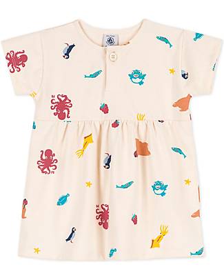 Petit Bateau Short-Sleeved Dress - Sea Animals - Organic Cotton Dresses_