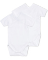 Petit Bateau Short-Sleeved Kimono Bodysuits (Set of Two) - White - 100% Cotton Short Sleeves Bodies